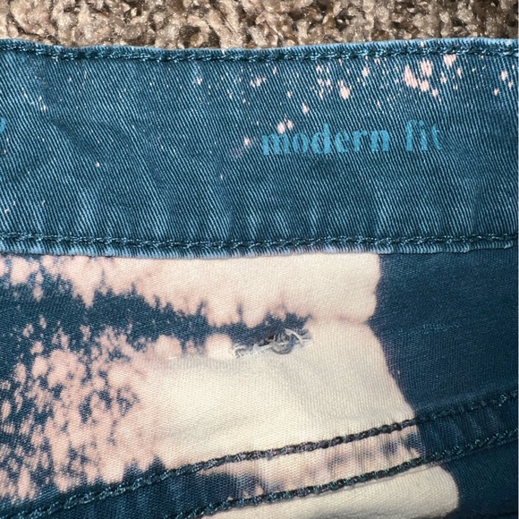 ⭐️Sonoma Blue & Cream Striped Distressed Denim Shorts Upcycled Size 14 - Picture 10 of 15